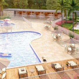 Vivendas do Campo Vila Club – Perspectiva da piscina